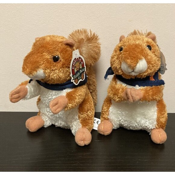 Chelsea Teddy Bear Co. Realistic Brown Squirrels Plush Wearing U Of I Kerchiefs - Picture 2 of 9